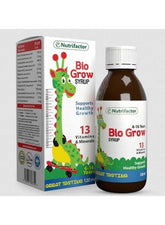 Nutrifactor Bio Grow Syrup 120ml, a multivitamin syrup for kids with 13 vitamins and minerals for healthy growth